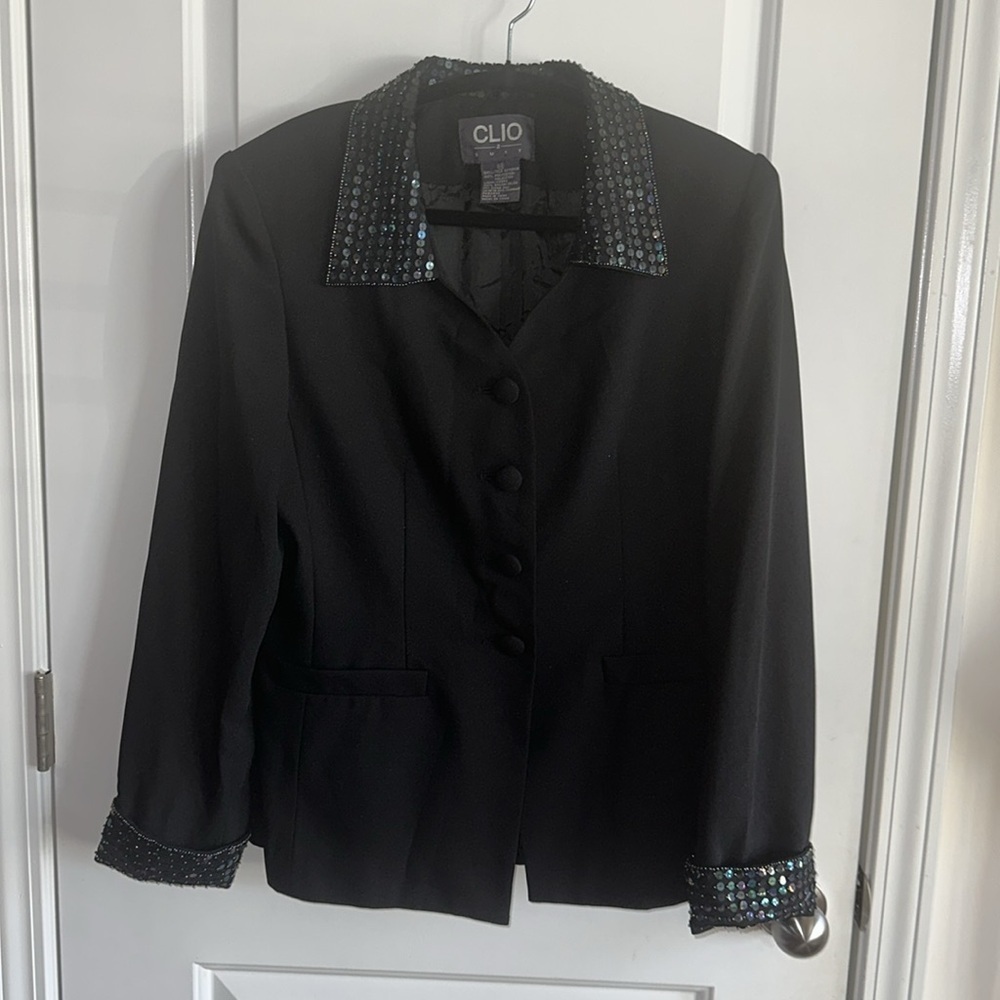 Clio Black Sequin Collar & Cuffs Jacket - Picture 12 of 13